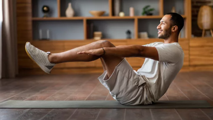Man exercising at home